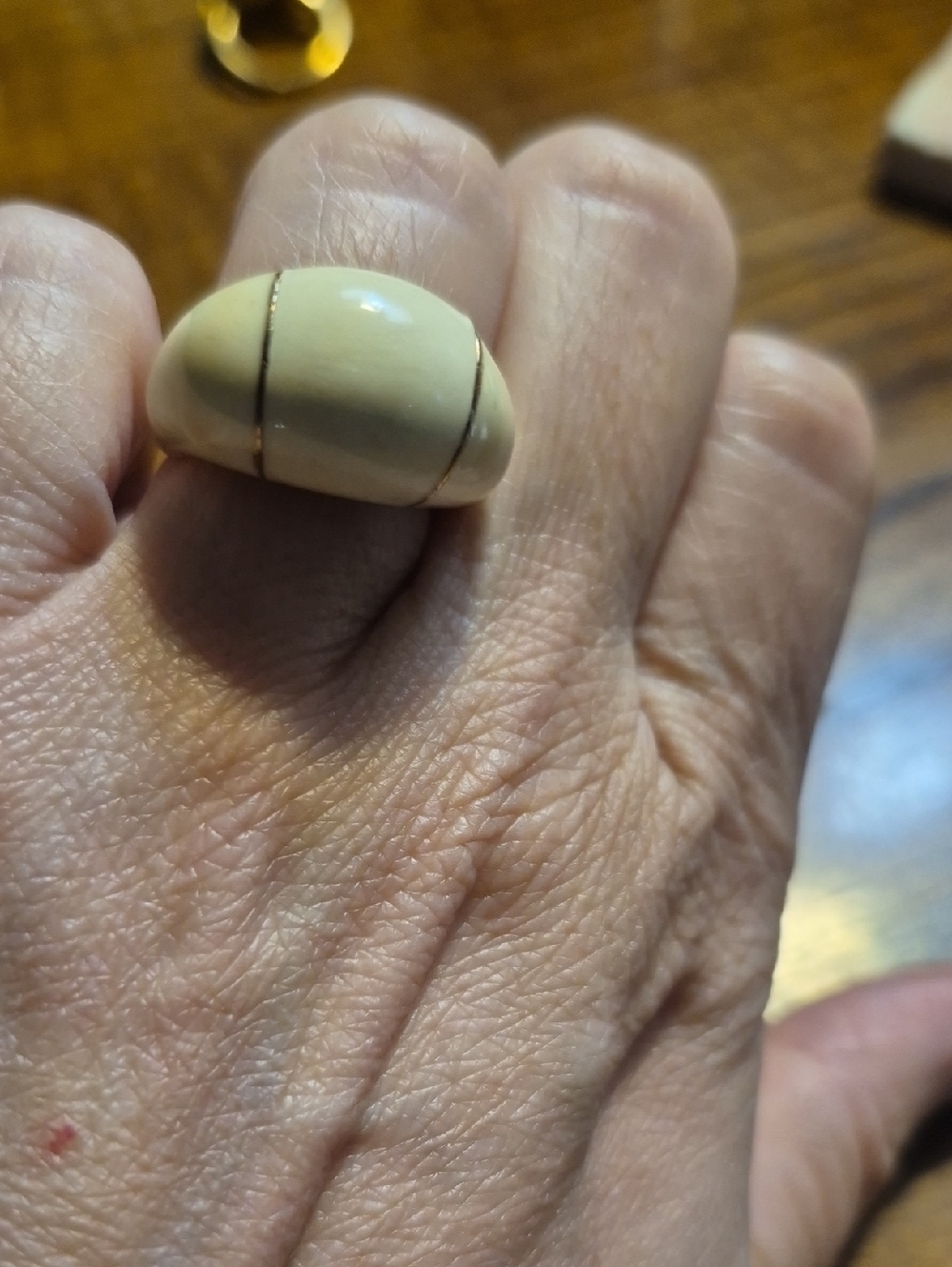 Vintage Mid Century Modern Cream Dome Statement Ring - Chunky Resin